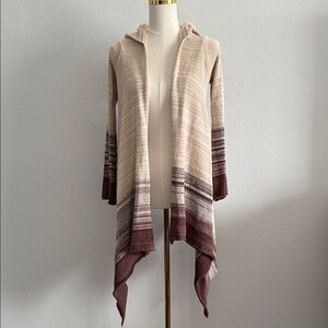 Goddis Striped Boho Hooded Open Front Cardigan Sweater Size S|M